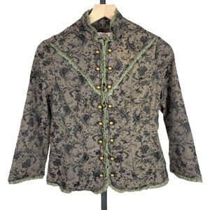 Lucy‎ Paris Fitted Brocade Blazer Jacket Brown L